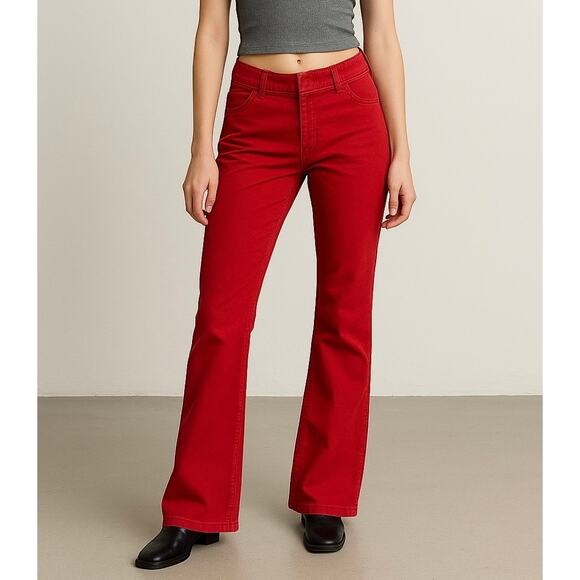 Vintage Y2K J. Crew Favorite Fit Bootcut Jeans Red Mid-Rise 68370 Size 2 - Picture 1 of 9